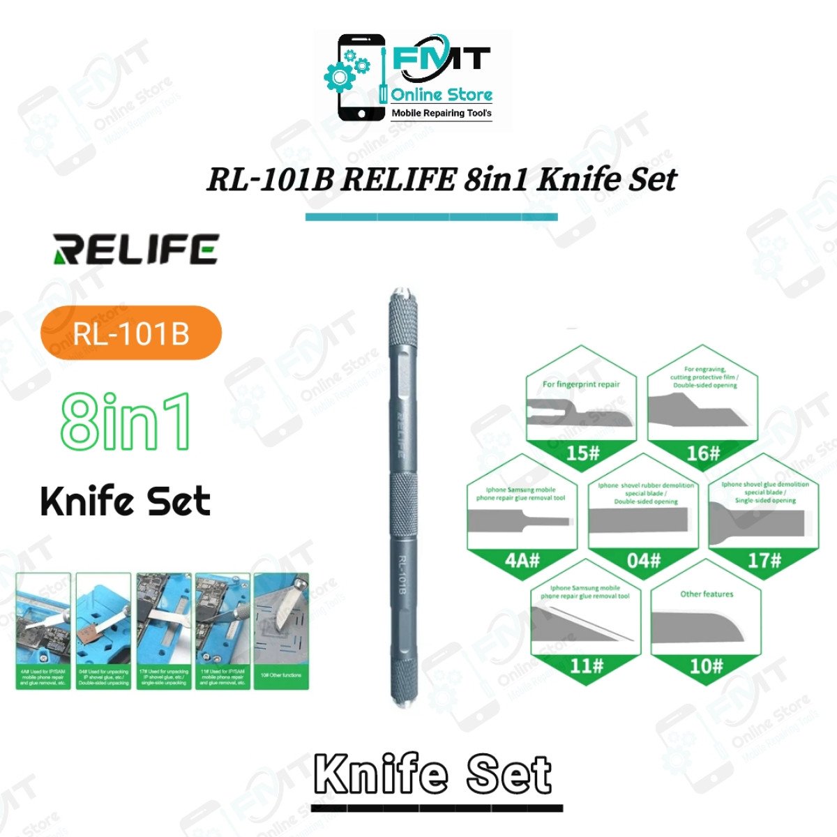 RL-101B RELIFE 8in1 Knife Set For Mobile Phone Repair