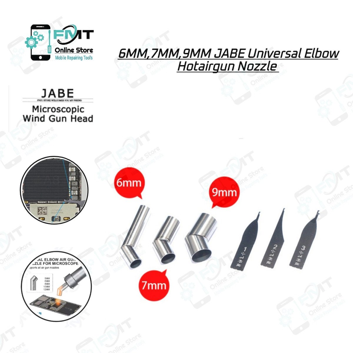 6MM,7MM, 9MM JABE Universal Elbow Hotairgun Nozzle