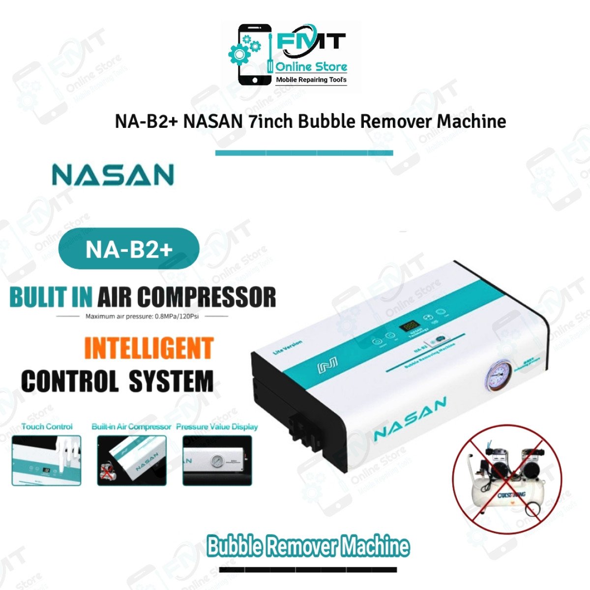 NA-B2+ NASAN 7inch Bubble Remover Machine Built-in Compressor