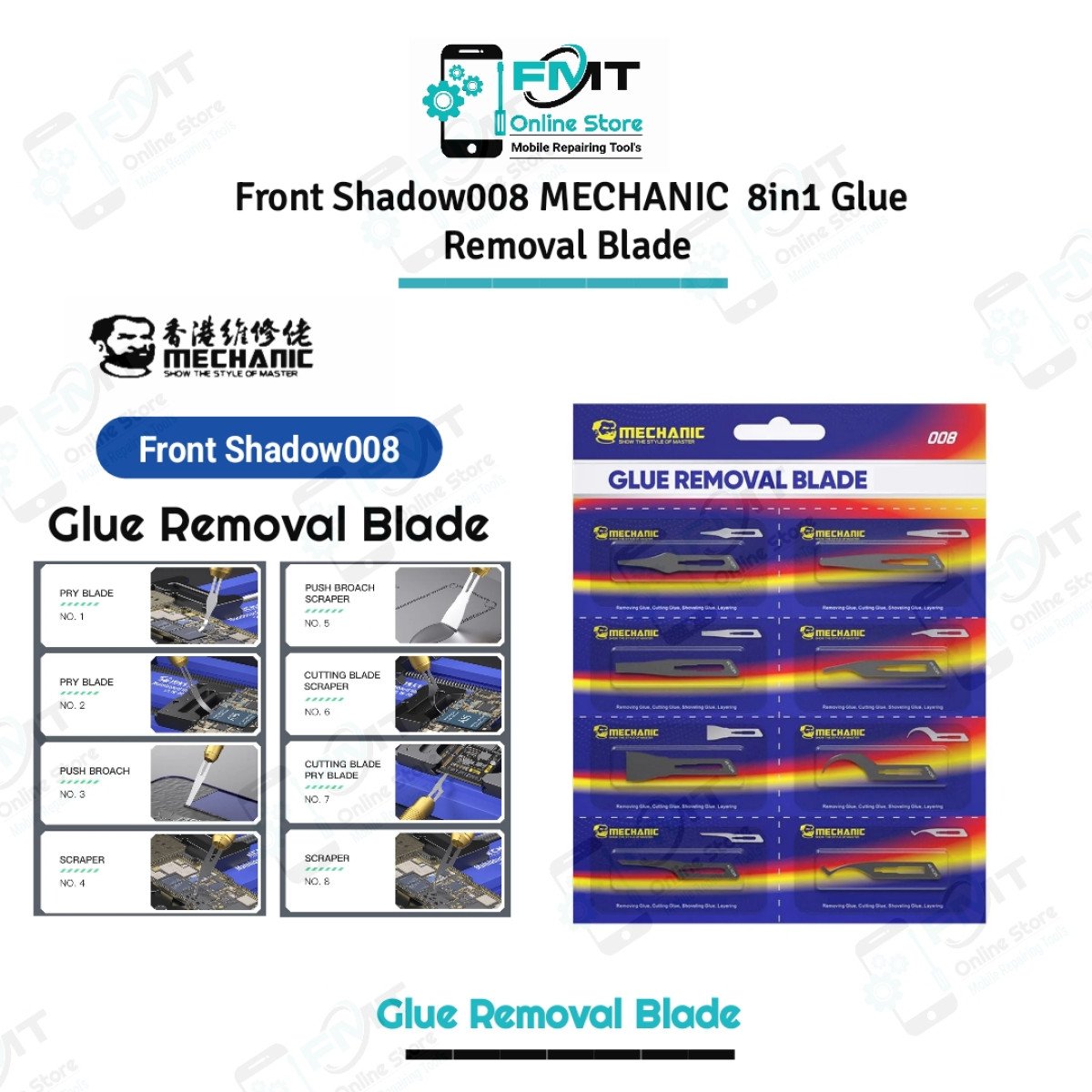 Front Shadow008 MECHANIC 8in1 Hand Polished IC Glue Removal Blade