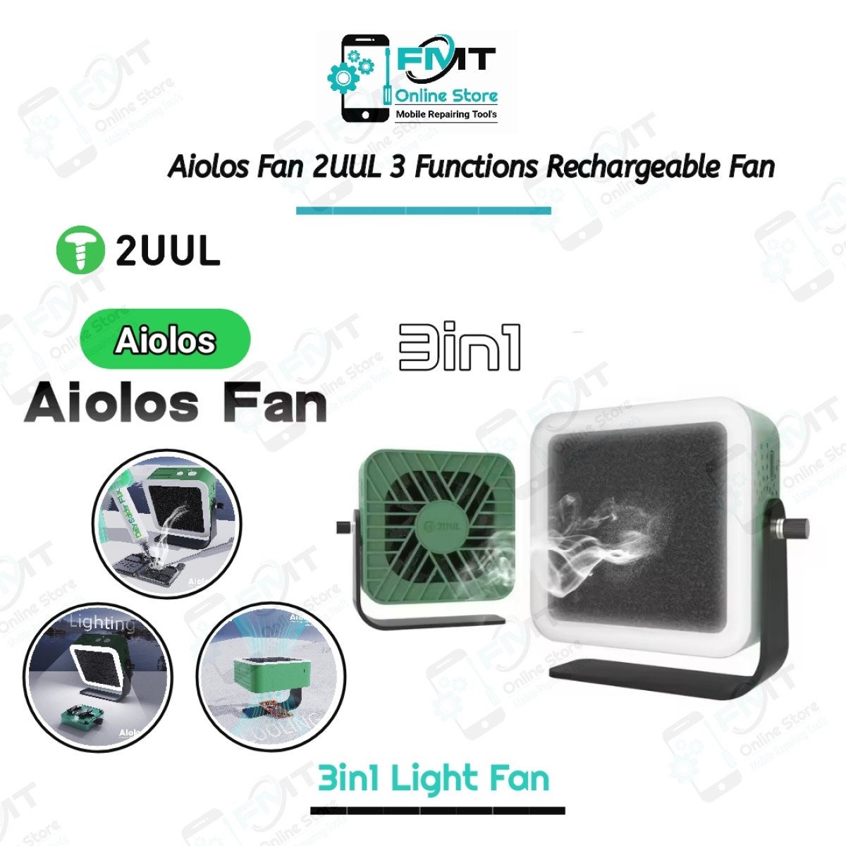 Aiolos Fan 2UUL 3 Functions Rechargeable Fan