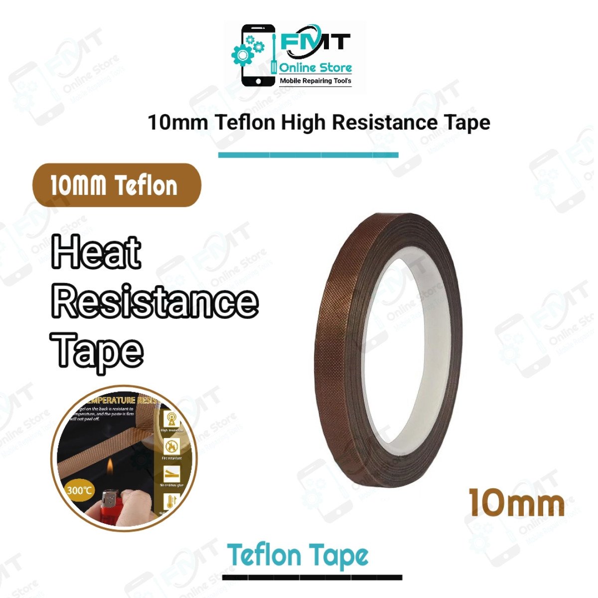 10mm  Teflon High Temperature Resistance Tape