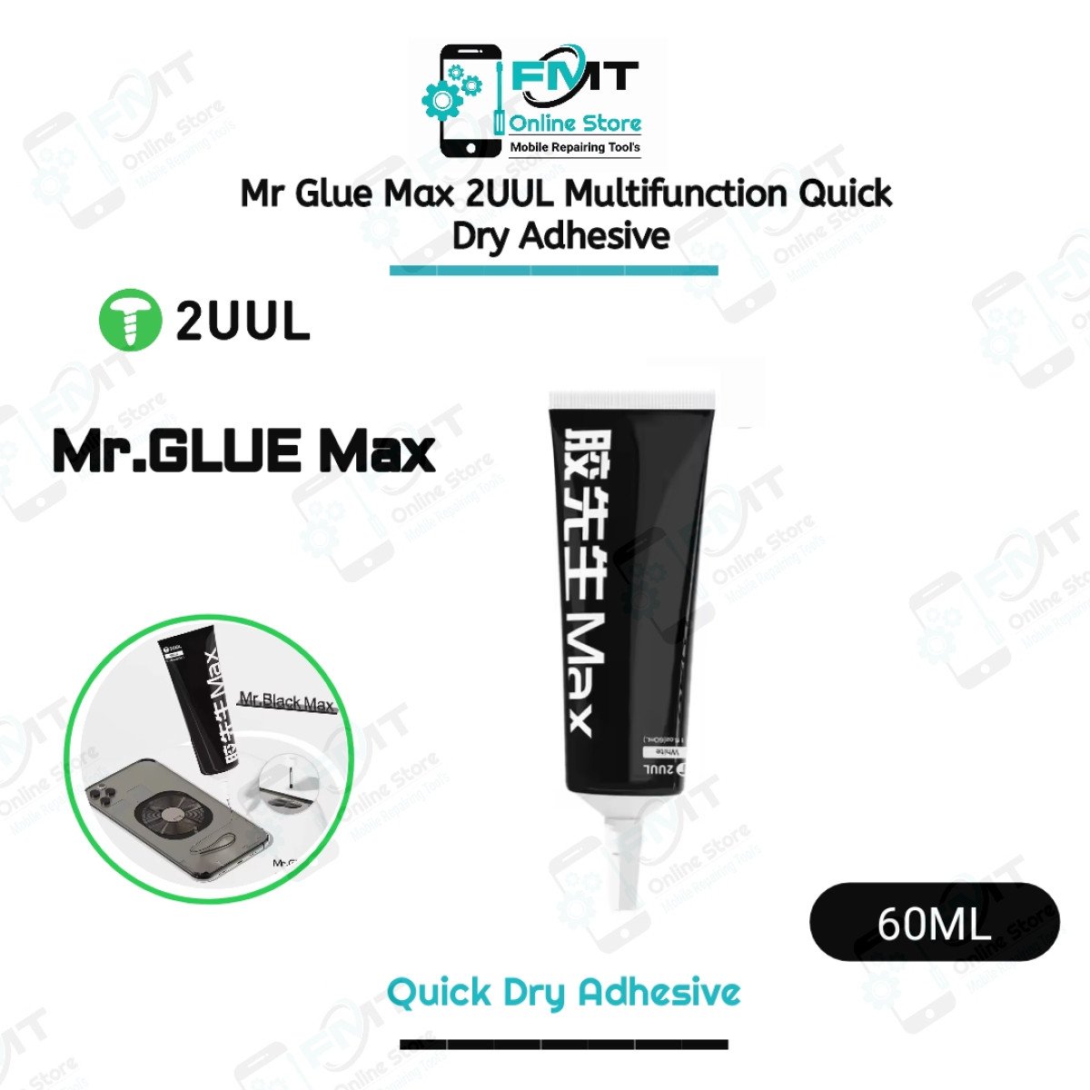 DA45 2UUL Black Mr Glue Max 60ml Quick Dry Adhesive