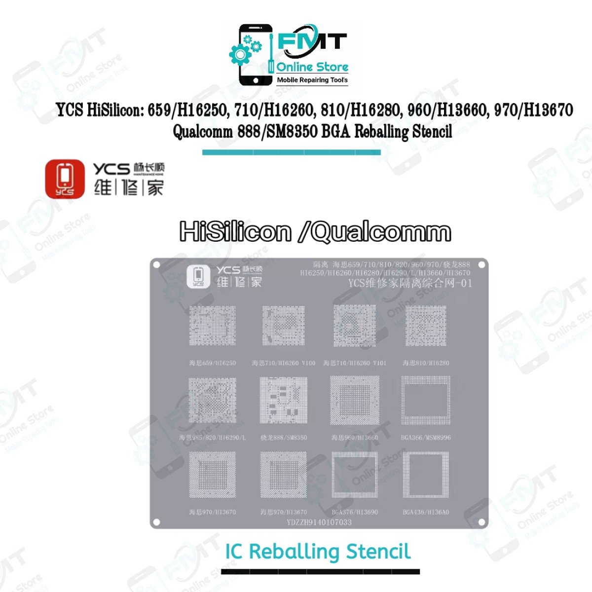 YCS HiSilicon/Qualcomm 01 BGA Reballing Stencil