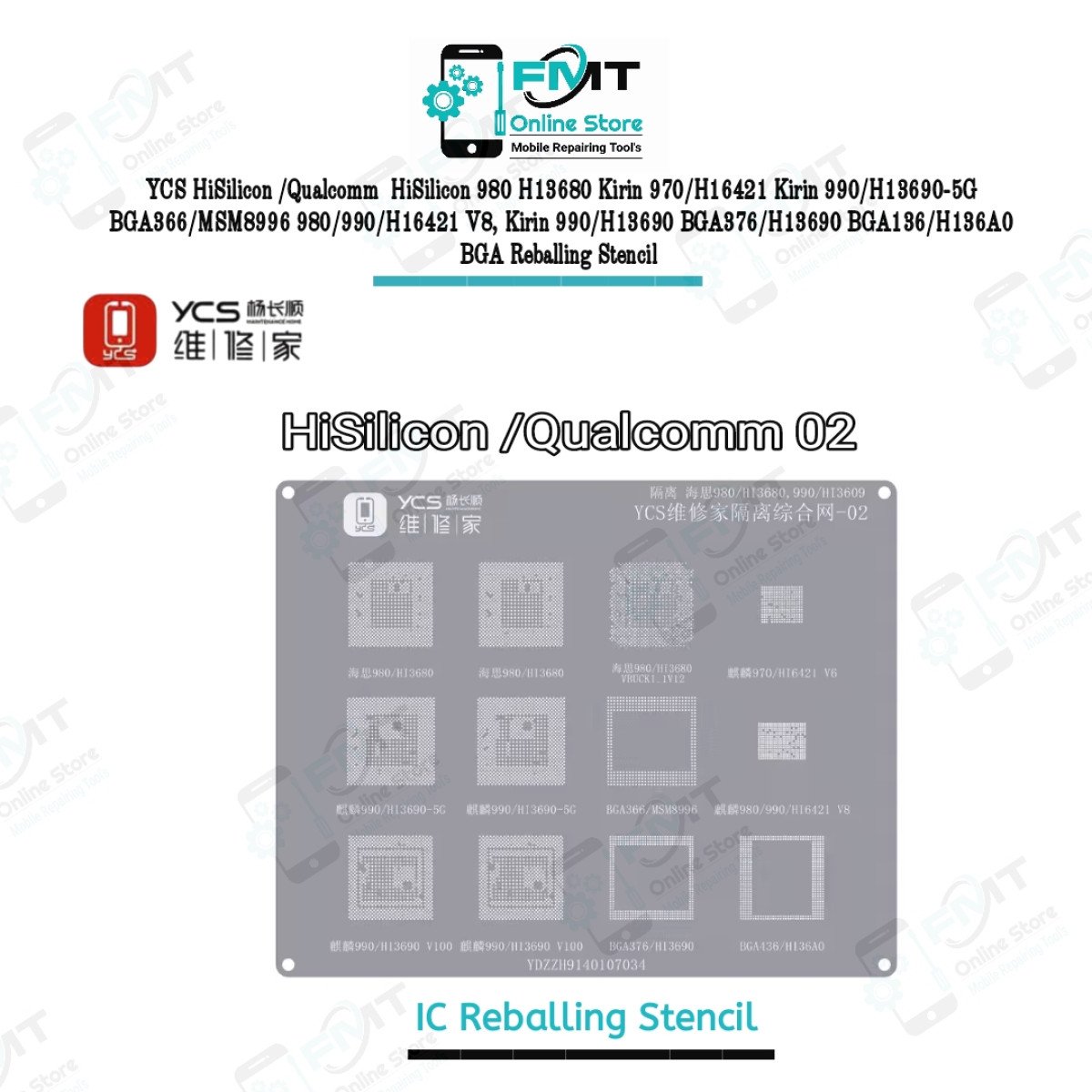 YCS HiSilicon/Qualcomm 02 BGA Reballing Stencil