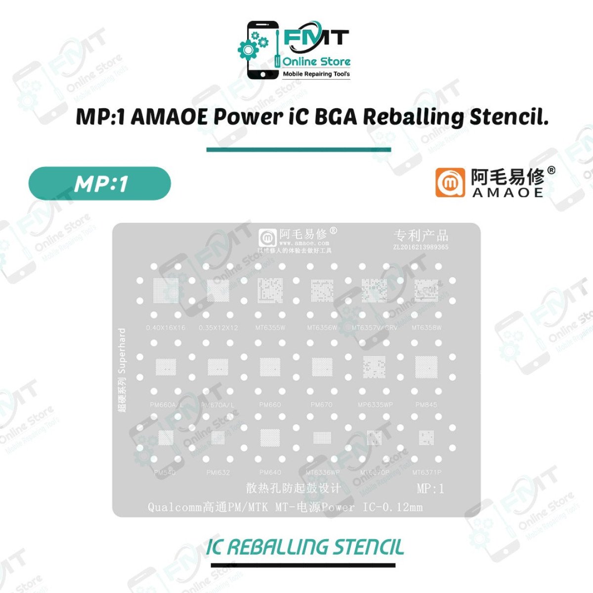 MP:1 AMAOE Power iC BGA Reballing Stencil