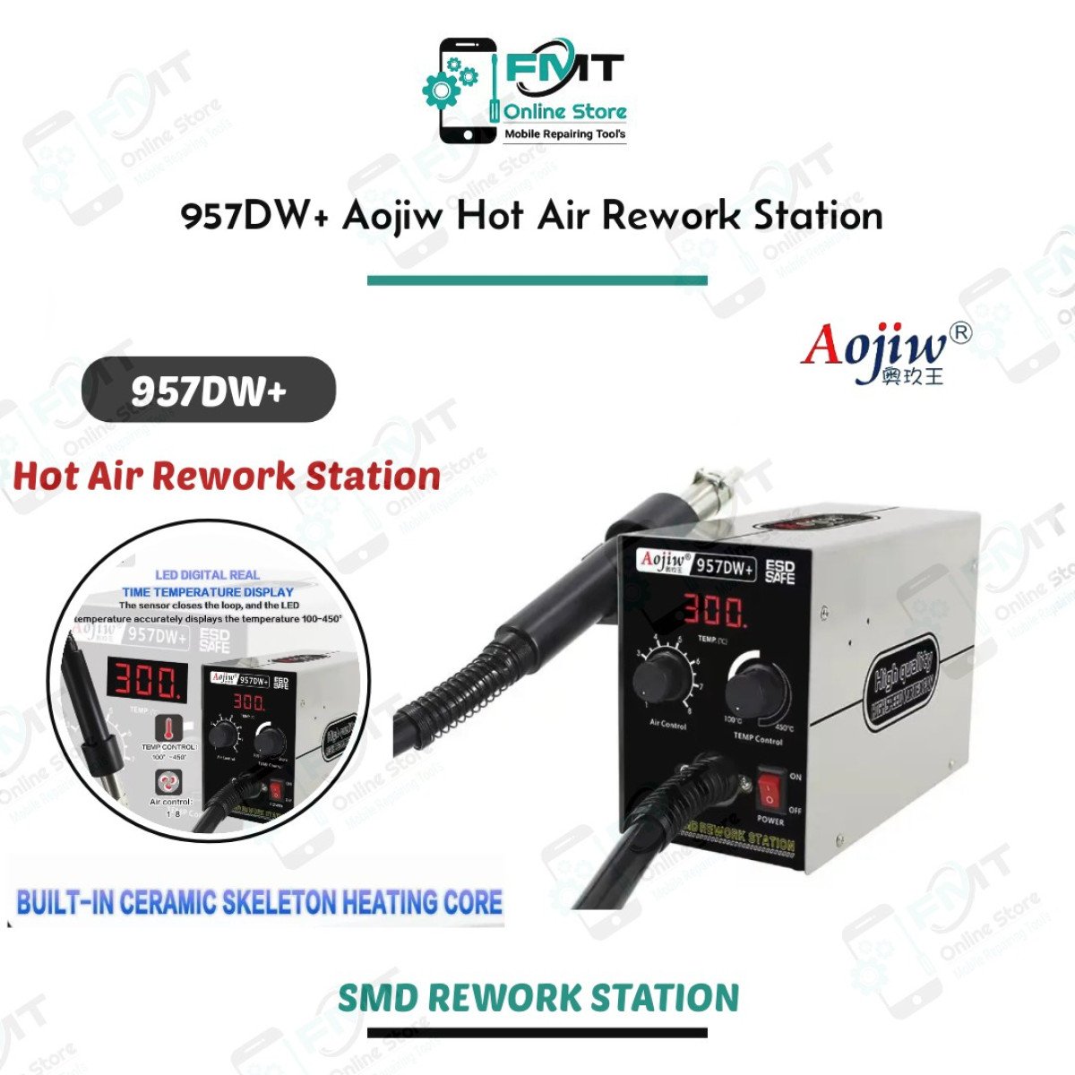 957DW+ Aojiw Hot Air Rework Station