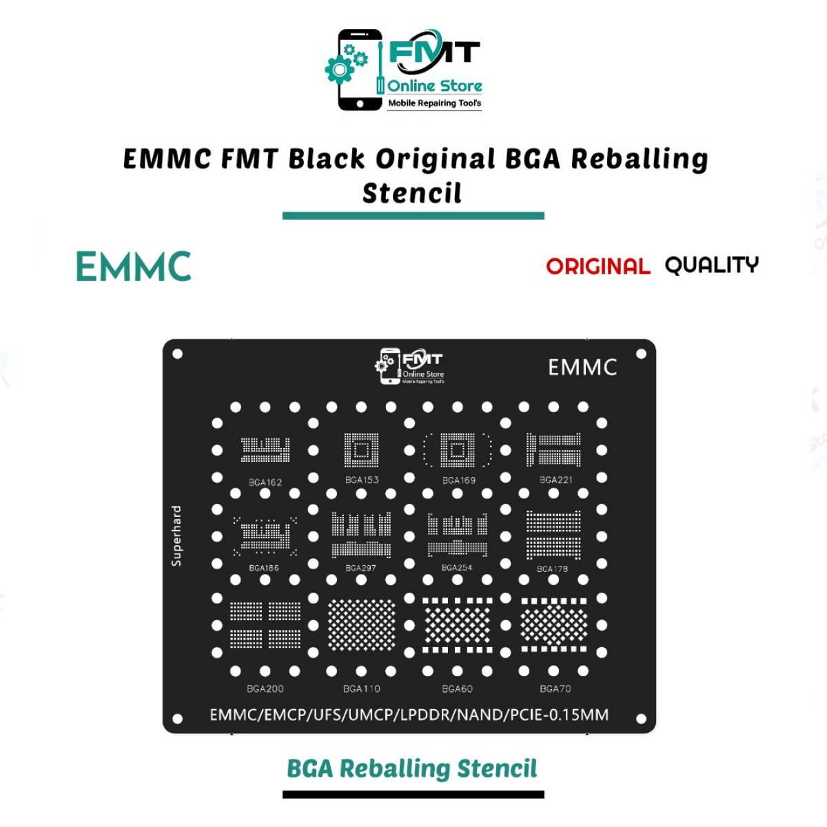 EMMC FMT 3D BGA Reballing Stencil, For EMMC/EMCP/UFS/UMCP/LPDDR/NAND/PCI