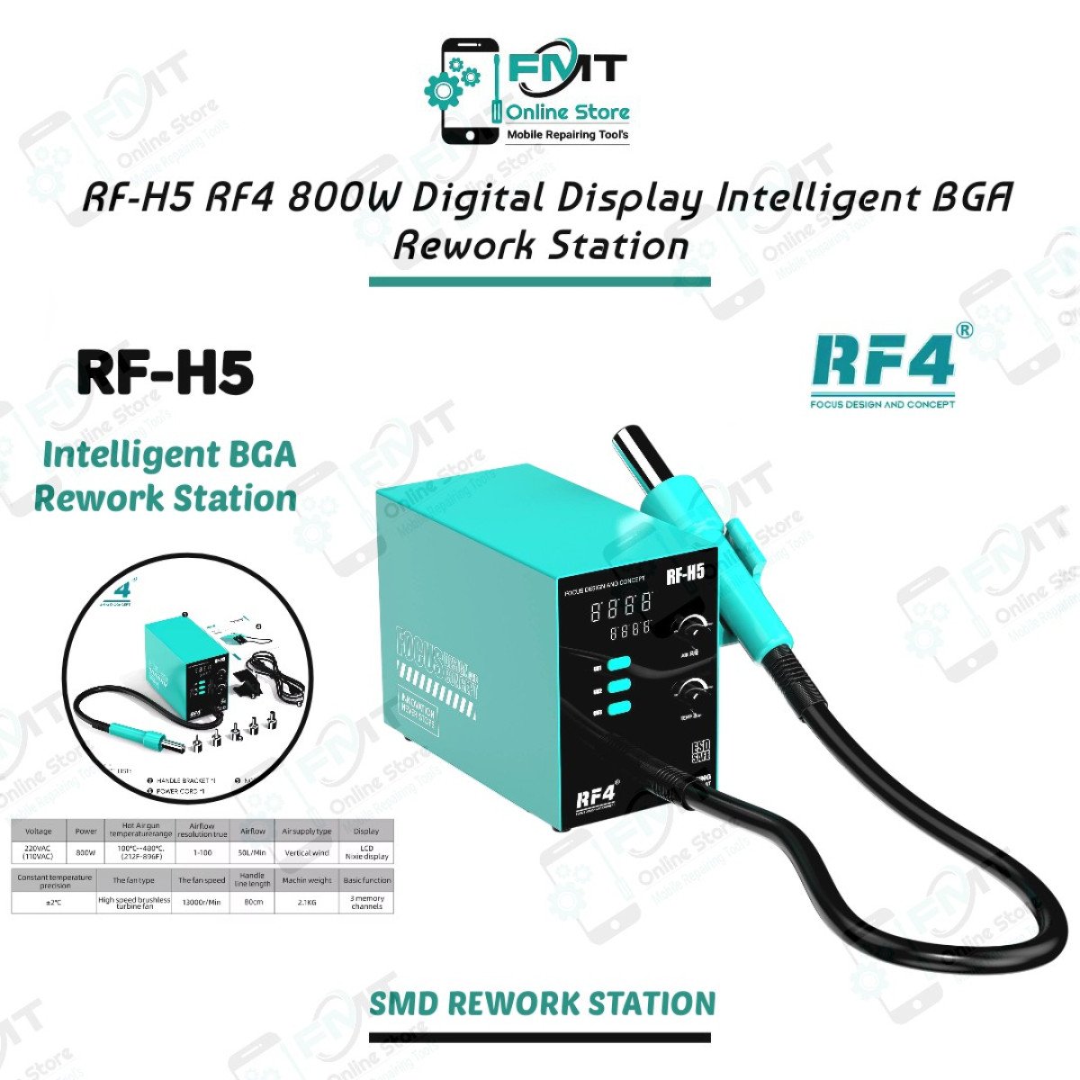 RF-H5 RF4 800W Digital Display Intelligent BGA Rework Station
