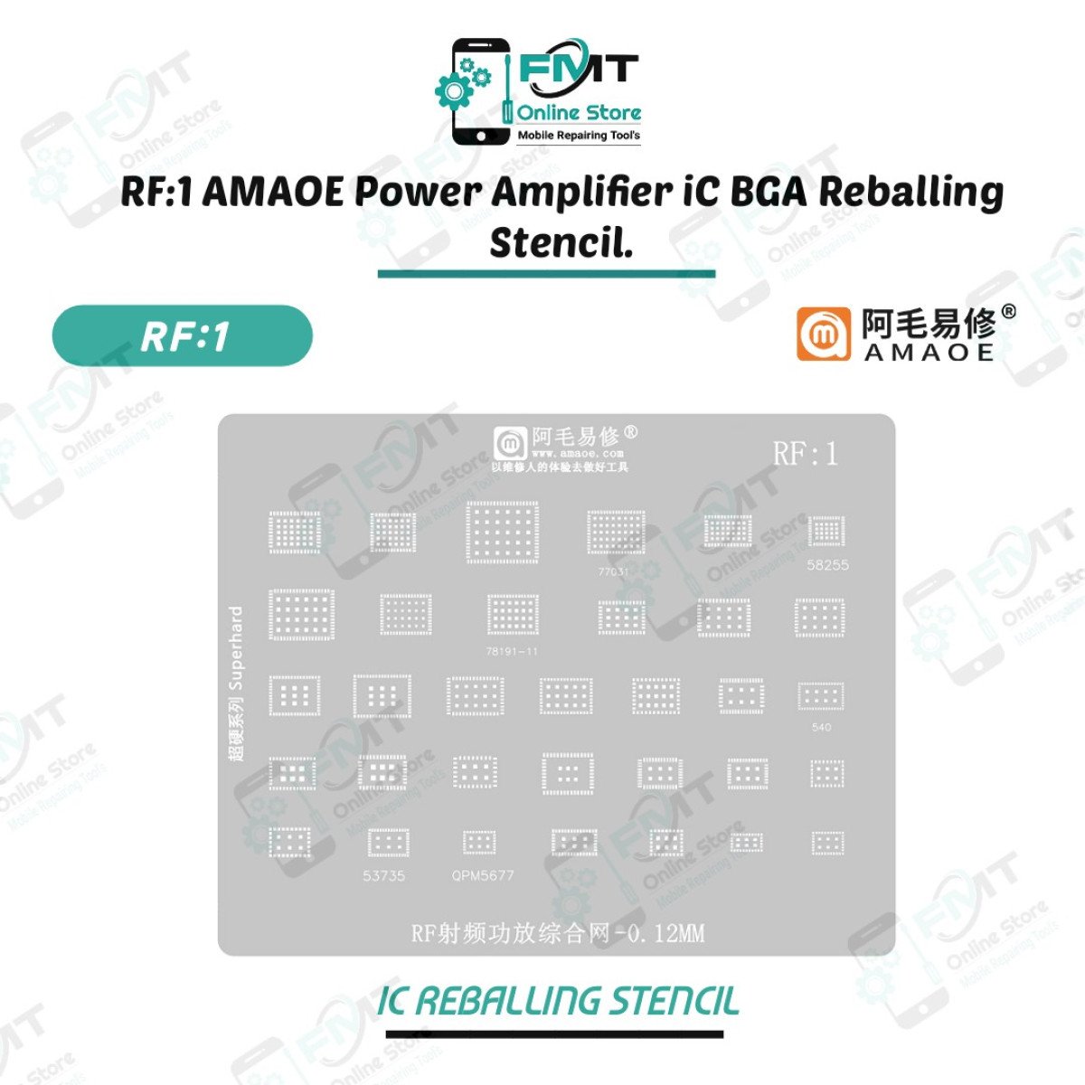 RF:1 AMAOE Power Amplifier iC BGA Reballing Stencil