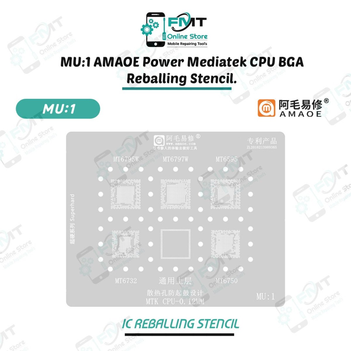 MU:1 AMAOE Mediatek CPU BGA Reballing Stencil