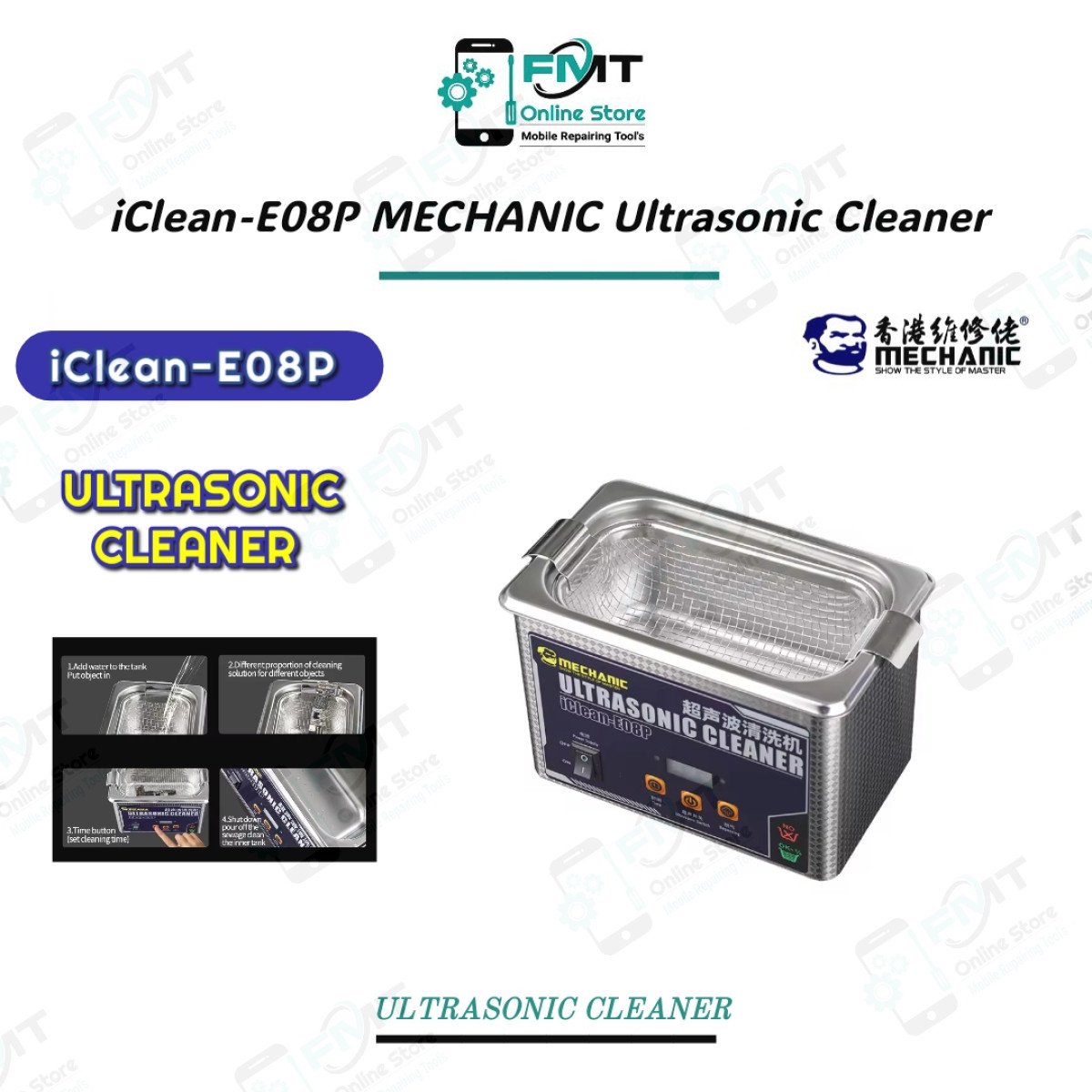 iClean-E08P MECHANIC Ultrasonic Cleaner