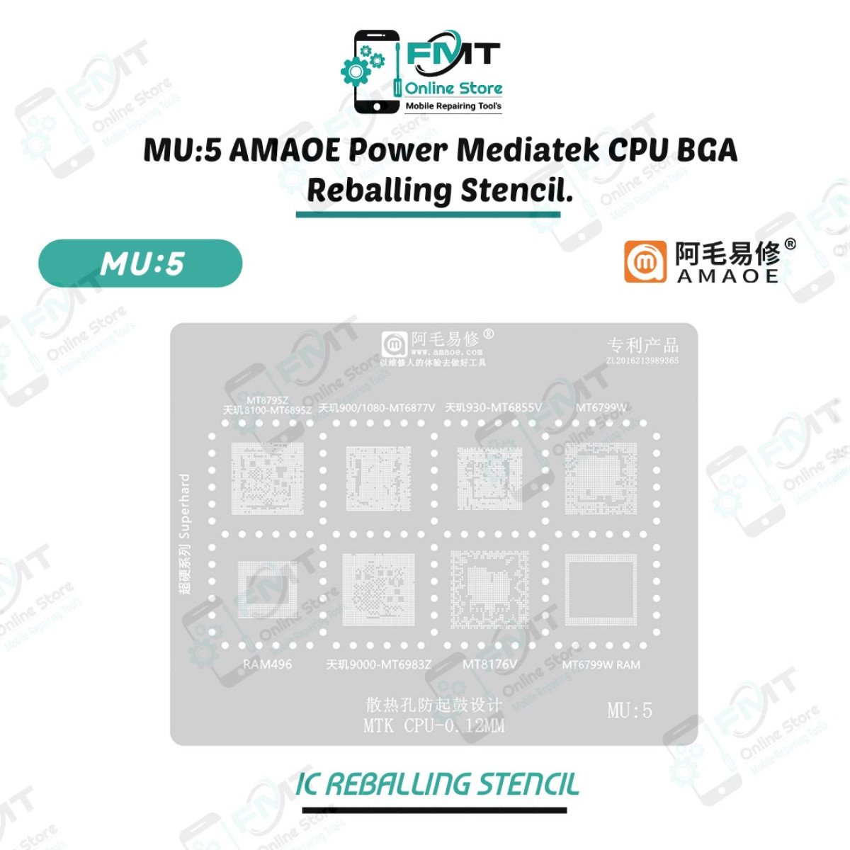 MU:5 AMAOE Mediatek CPU BGA Reballing Stencil