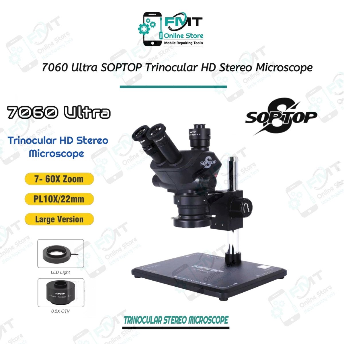 7060 Ultra SOPTOP Trinocular HD Stereo Microscope