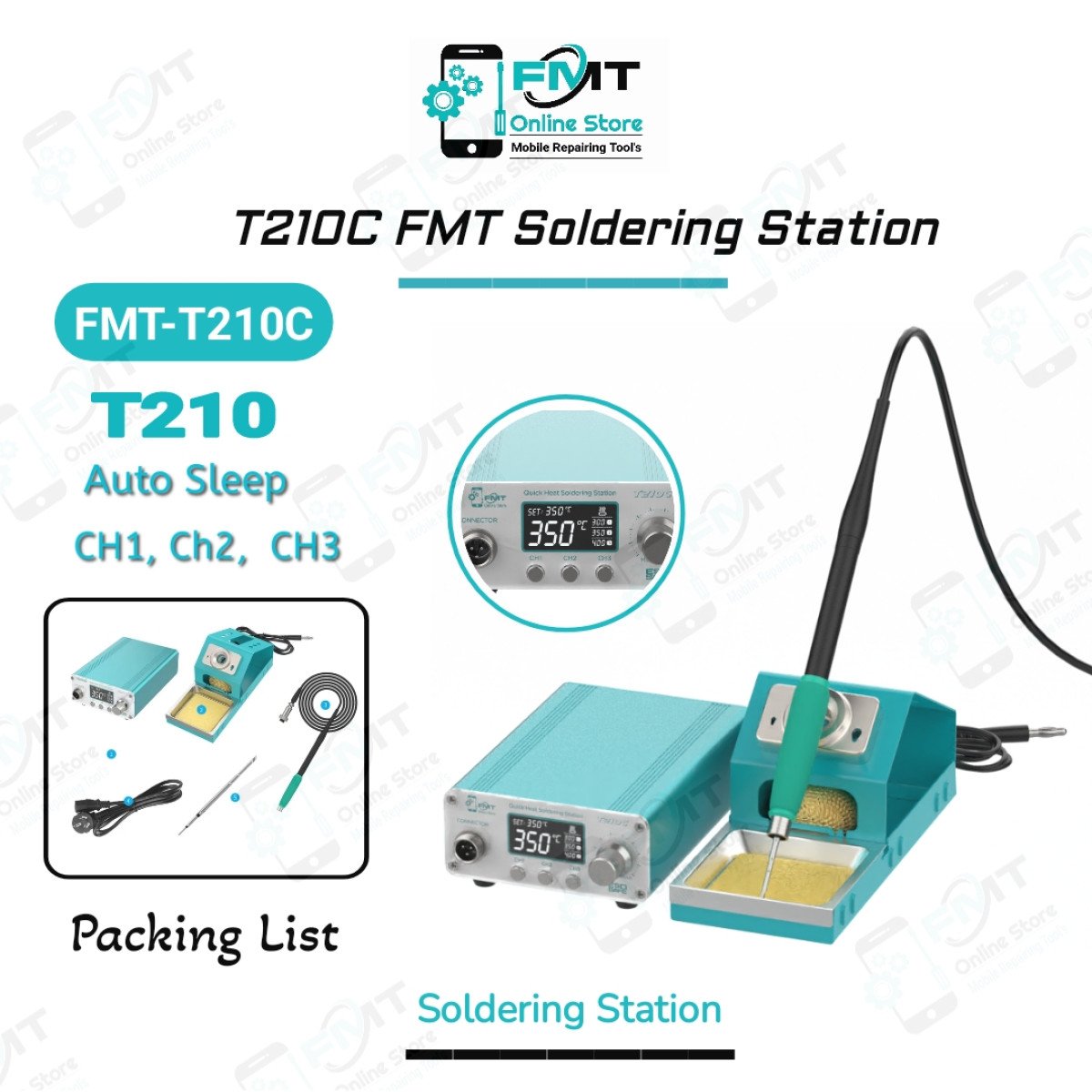T210C FMT T210 Soldering Station LED Digital Adjustment With 3 Memory Temperature Settings