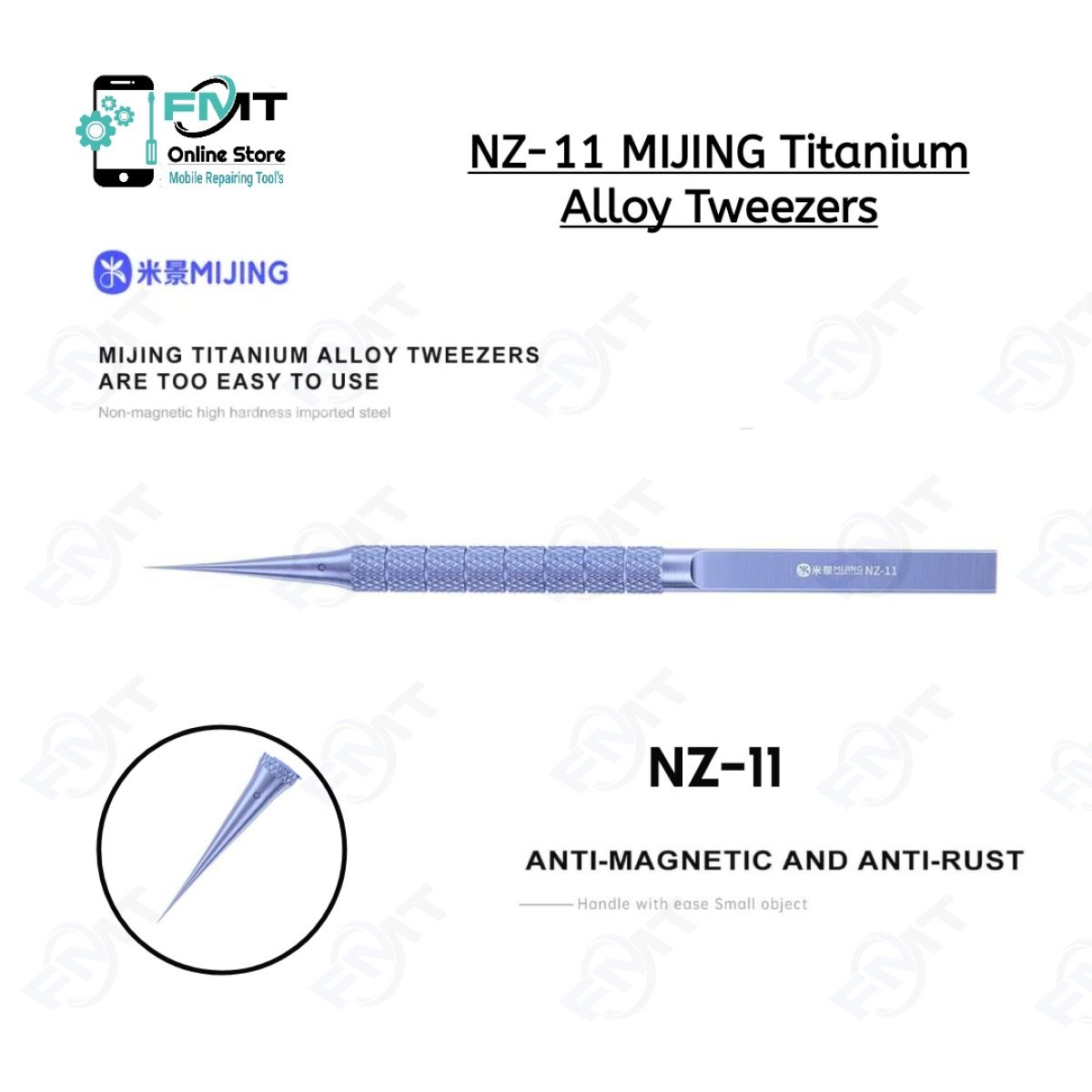 NZ-11W MIJING Bent TiTanium Alloy Tweezers